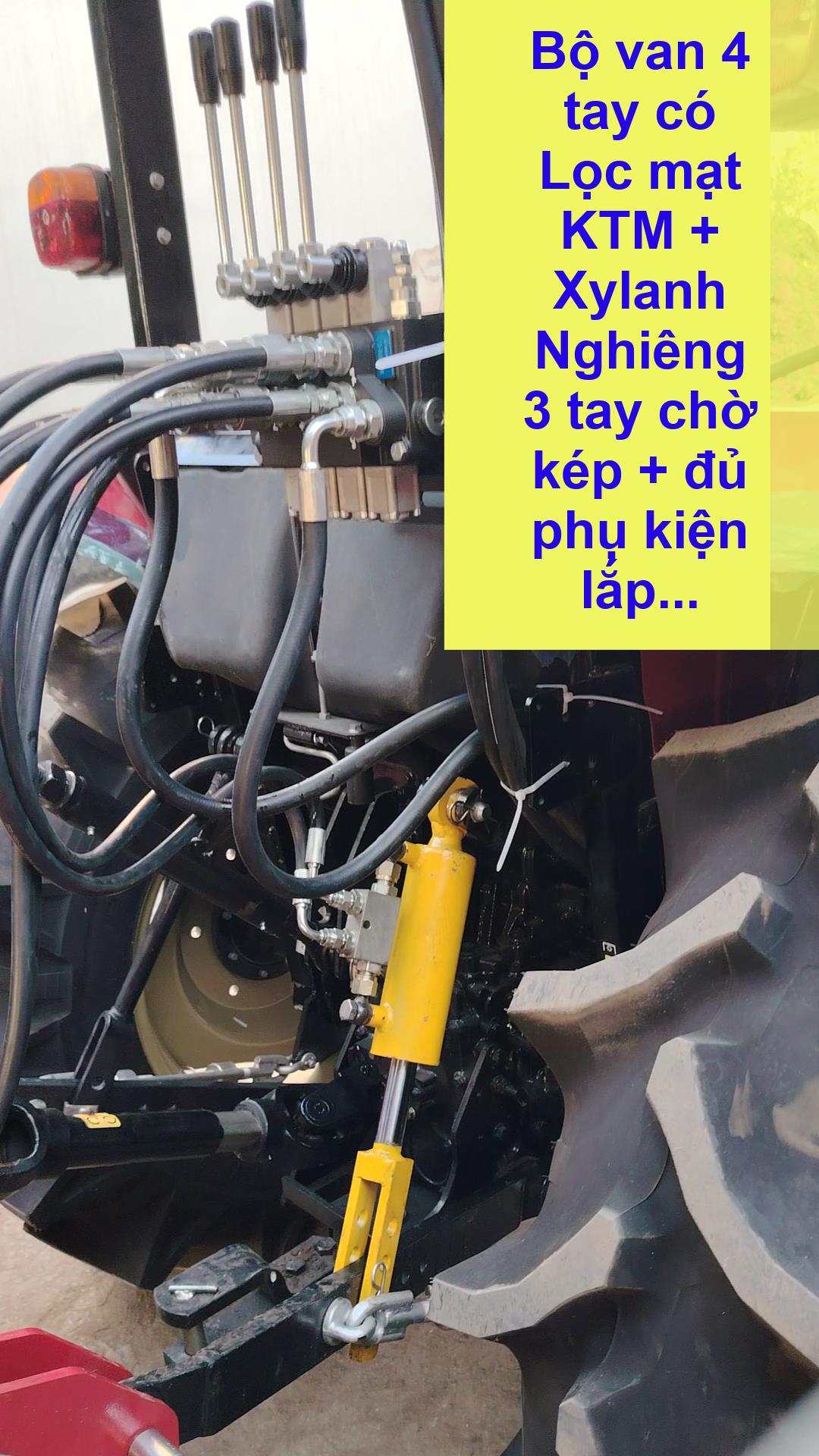 Bộ van 4 tay có lọc KTM + 1 xylanh nghiêng KTM đủ phụ kiện lắp